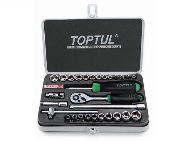 Набор головок 1/4" 4-14мм 3/16"-9/16" 29предм. 6гр. метал.кейс (GCAD2902)