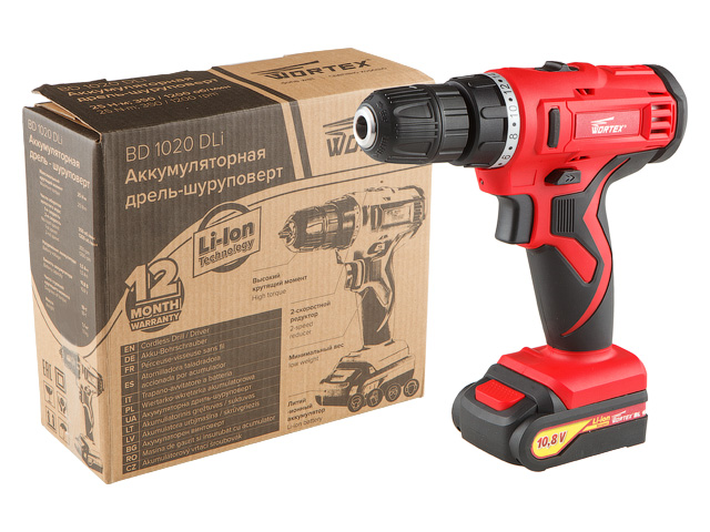 Аккум. дрель-шуруповерт WORTEX BD 1020 DLi в кор.