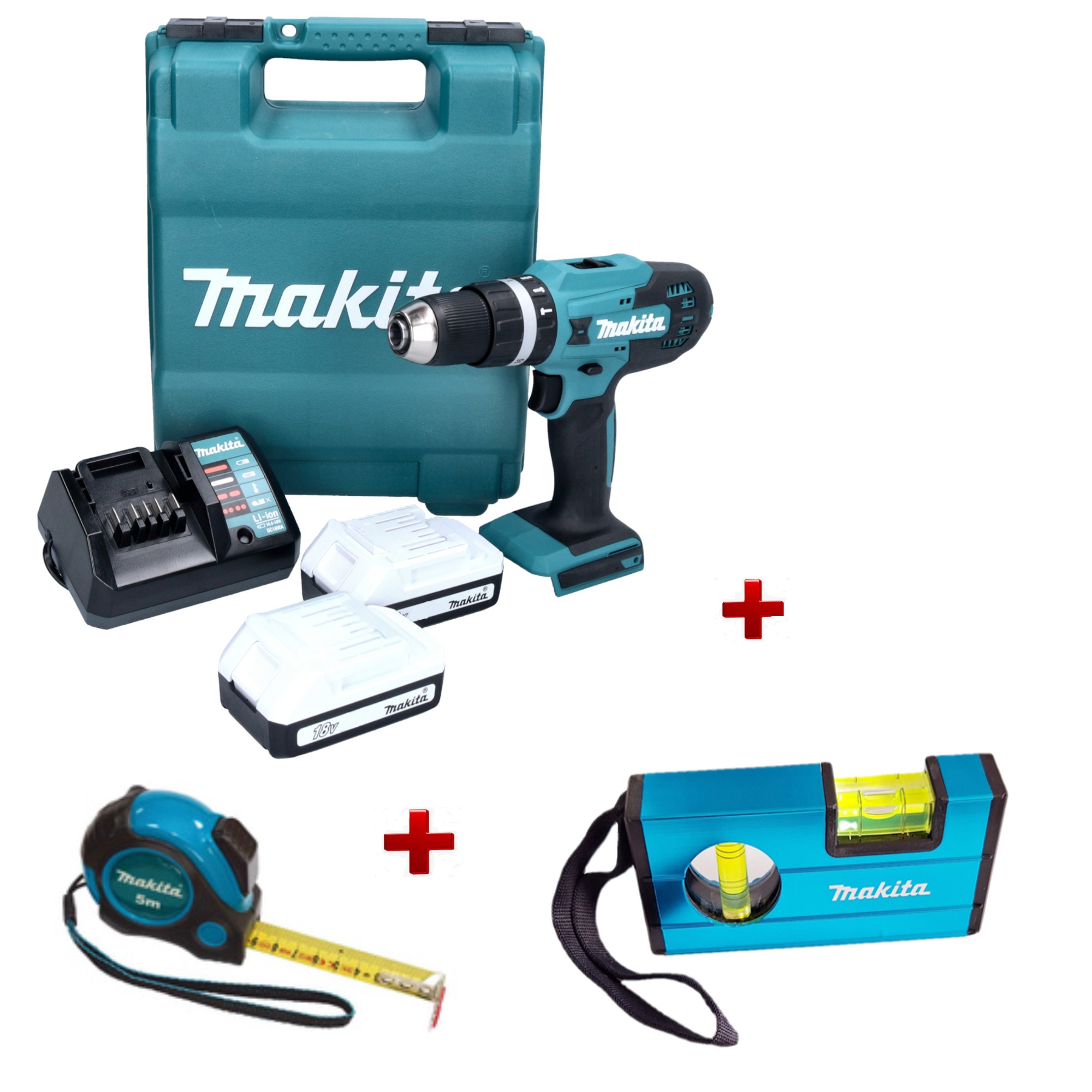 Аккум. дрель-шуруповерт MAKITA  HP 488 DWAE в чем. + АКЦИЯ рулетка и пузырьковй уровень в подарок