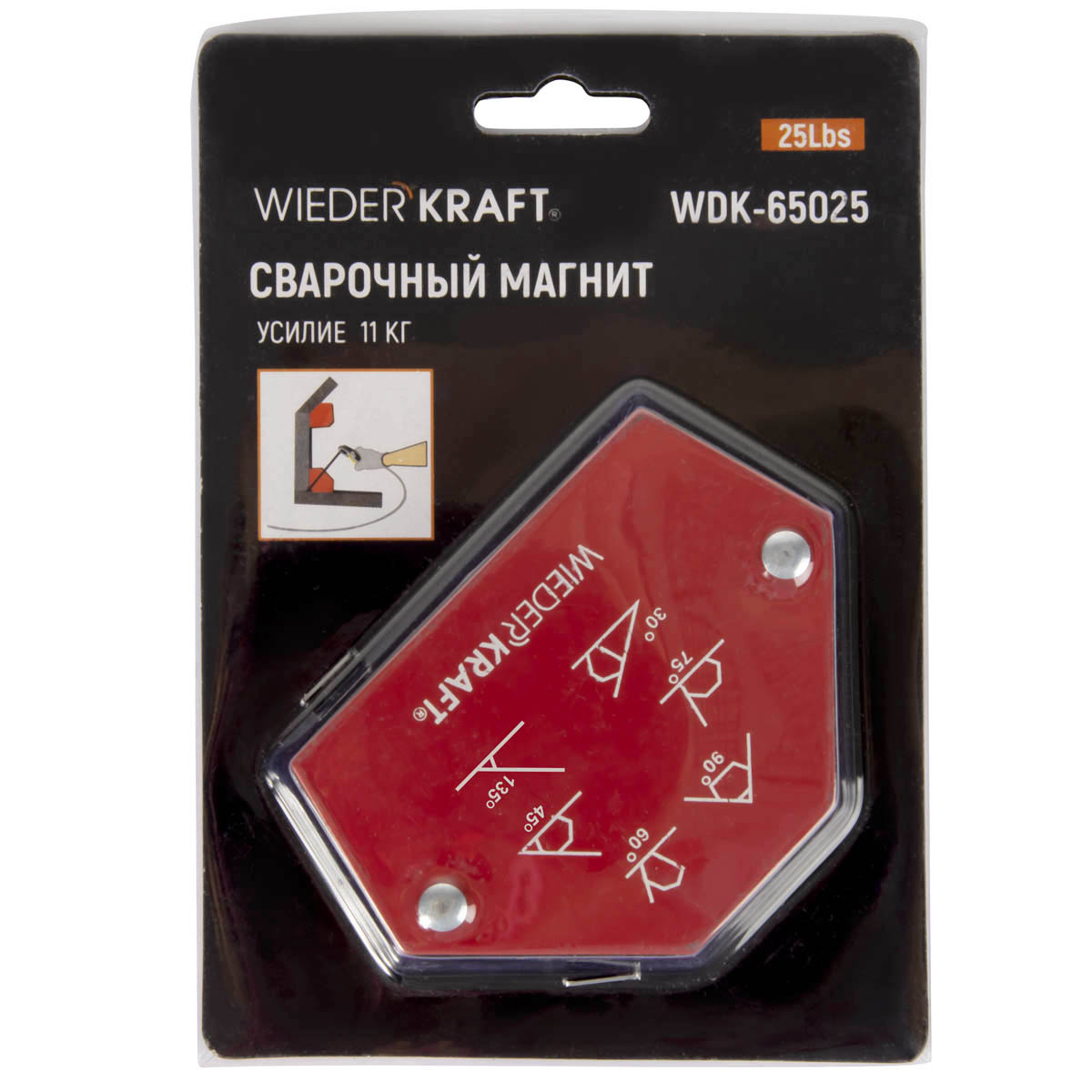 WDK-65025 Сварочный магнит, углы 30°, 45°, 60°, 75°, 90°, 135°, усилие 25 Lbs