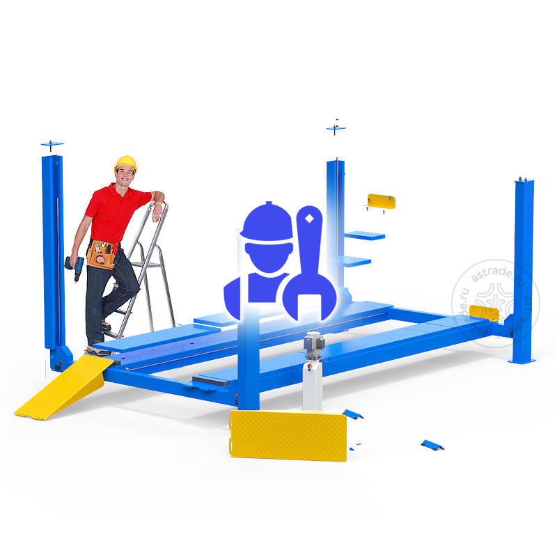 Монтаж подъемника 4-стоечного