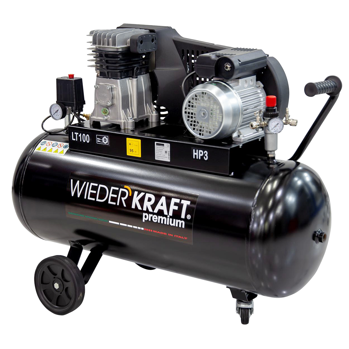 WDK-91040 Компрессор поршневой с ременным приводом 400 л/мин, 2.2 КВт, 220 В, ресивер 100 л