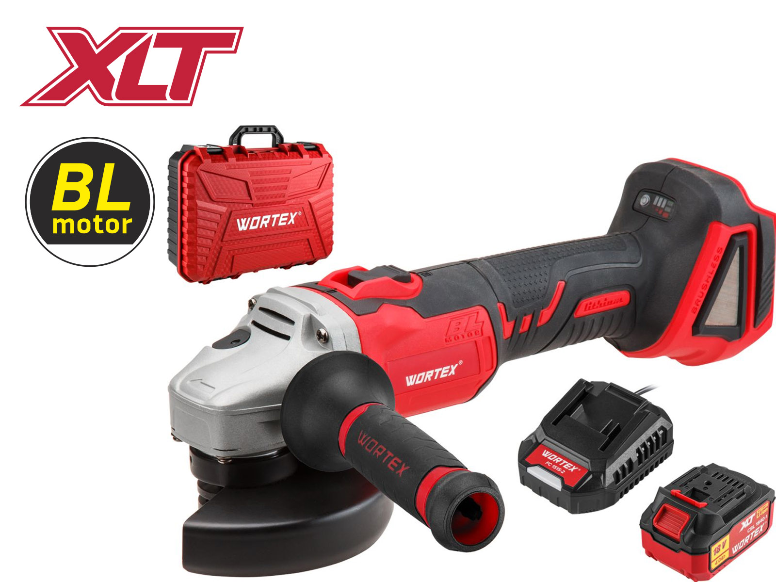 Аккум. углошлифмашина WORTEX CAG 1812 E в чем. ALL1 XLT SET БЕСЩЕТ., 18 В, 125 мм, 8000 об/мин