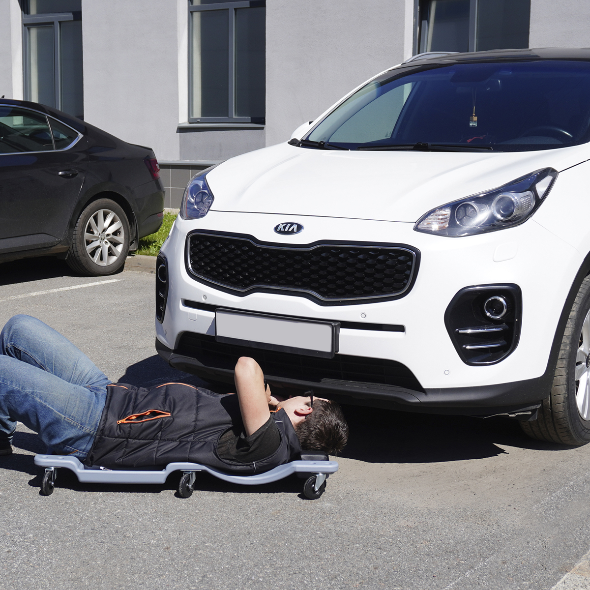 OPT-40130G Лежак ремонтный, подкатной, пластиковый, серый