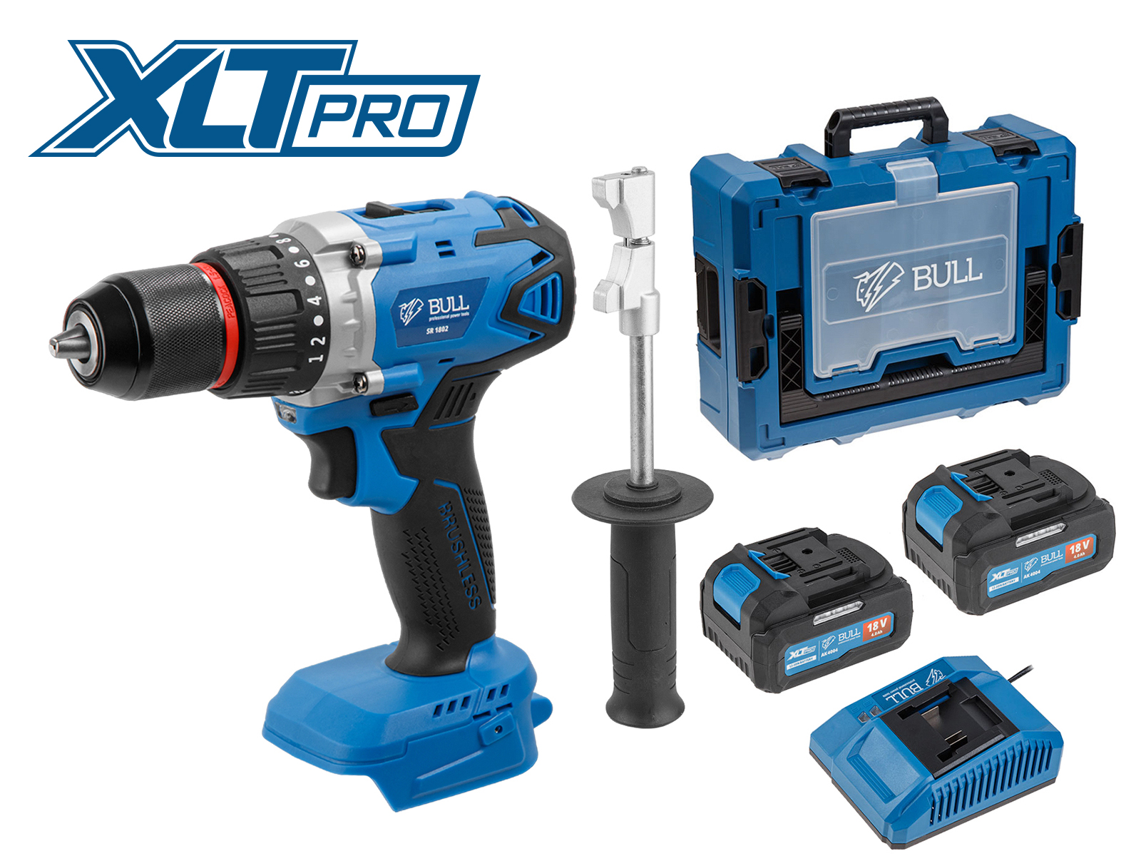 Аккум. дрель-шуруповерт BULL SR 1802 Xcase, XLTpro, БЕСЩЕТ., 18 В, 80 Н*м, 2*4 А*ч, БЗП 13 мм
