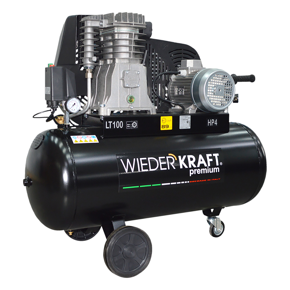 WDK-91054 Компрессор поршневой с ременным приводом: 541 л/мин, 3 КВт, 380 В, ресивер 100 л