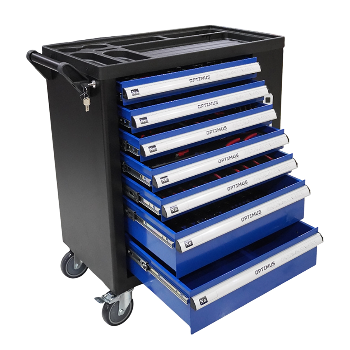 OPT-917P Тележка инструментальная, 7 полок с набором инструментов 289 предметов