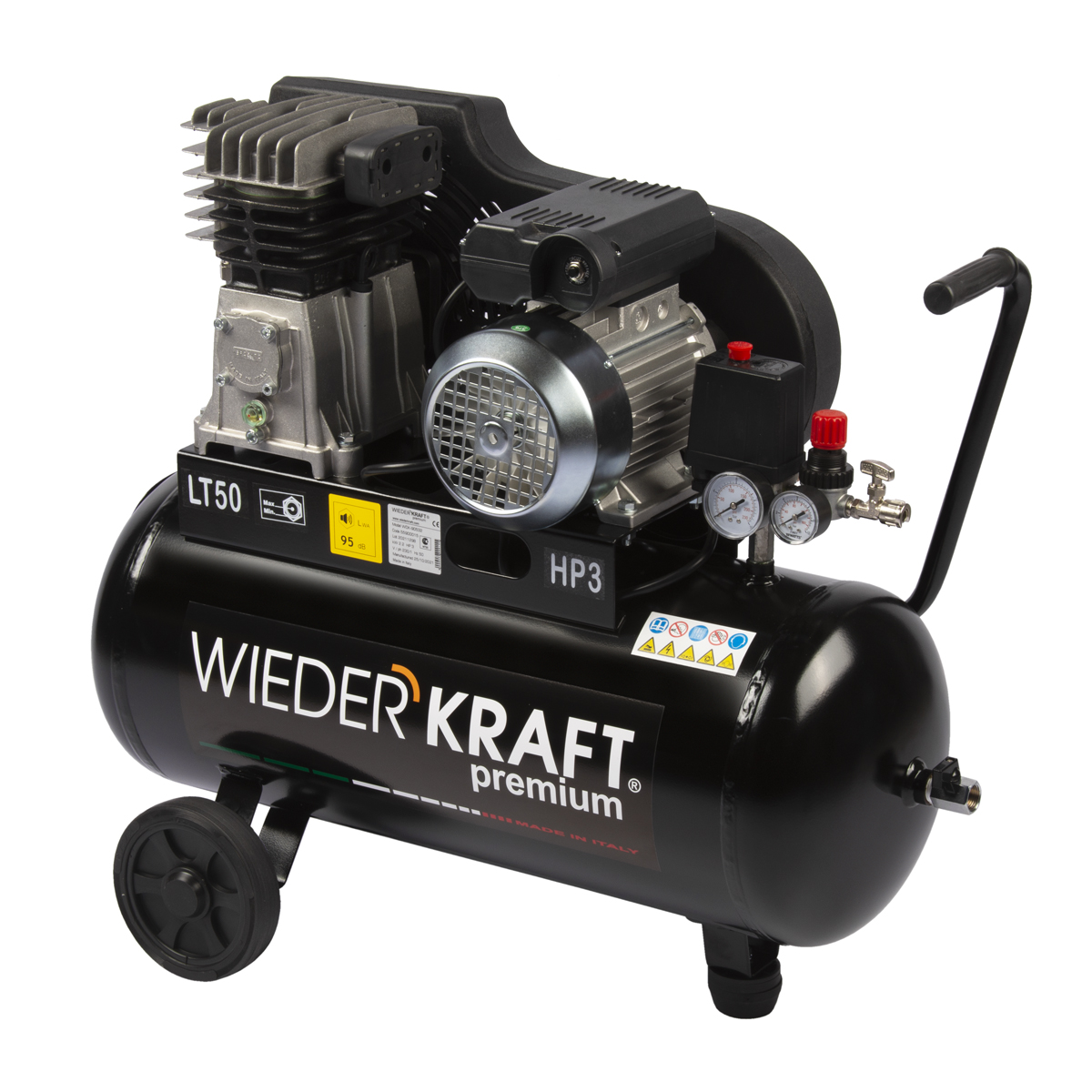 WDK-90532 Компрессор поршневой с ременным приводом 320 л/мин, 2.2 КВт, 220 В, ресивер 50 л