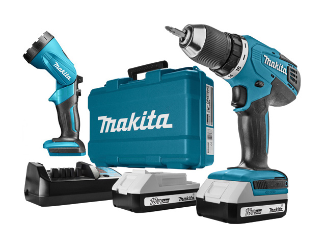 Аккум. дрель-шуруповерт MAKITA LXT DF 457 DWLE в чем. + фонарь