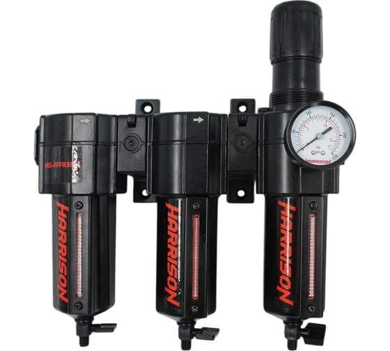 Блок подготовки с фильтром HARRISON 40 мкм, фильтром 25 мкм, фильтром 5 мкм и регулятором 1/2', 3964 л/мин