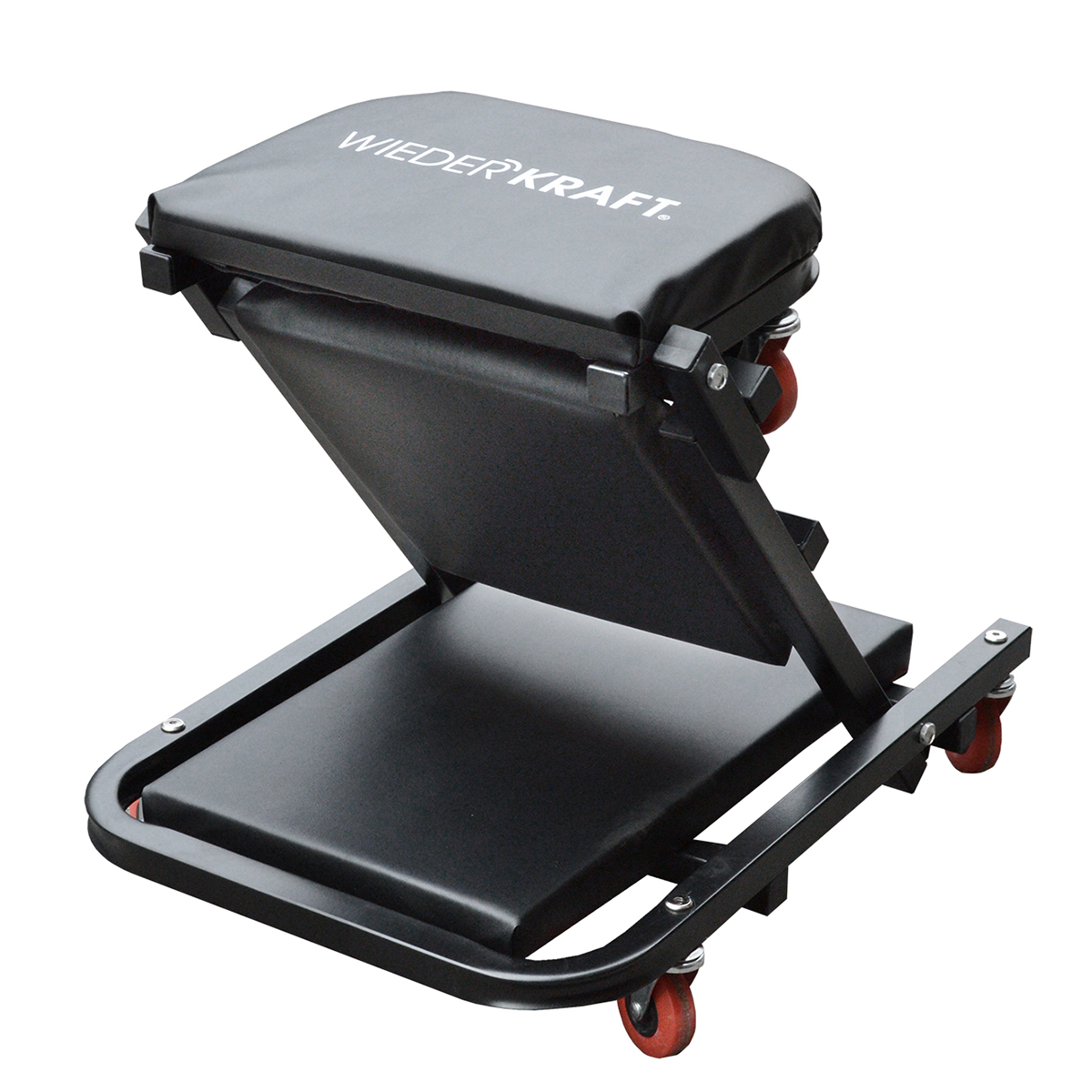 WDK-86044  Лежак ремонтный подкатной на 8-ми колёсах, складной, металлическая основа, порол. матрац