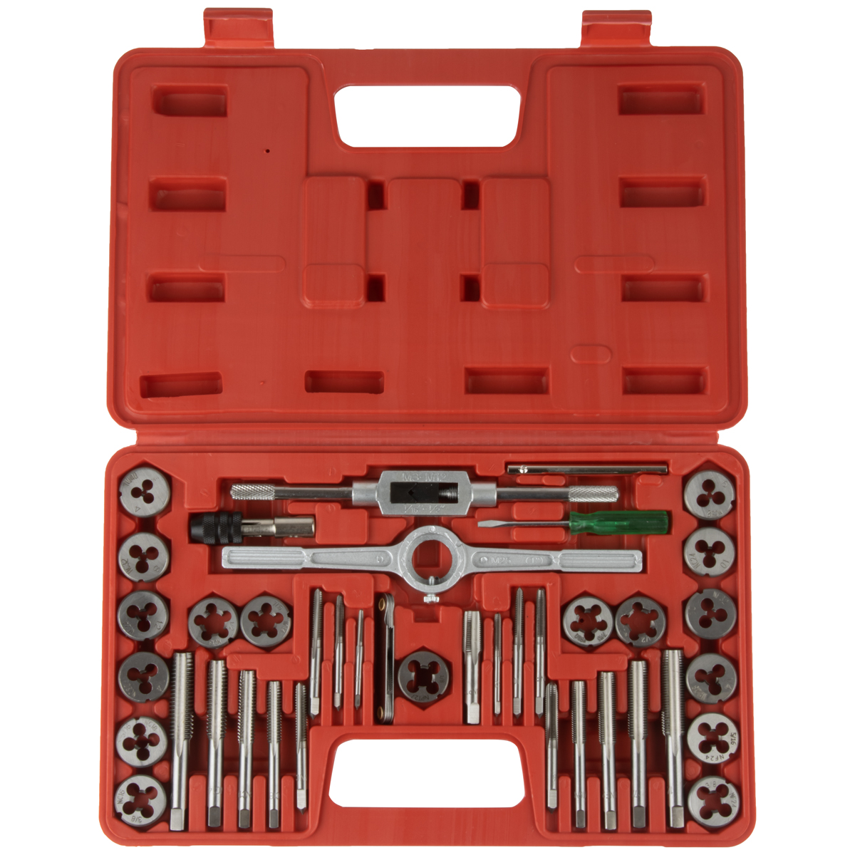 OPT-ITDS40 Набор метчиков и плашек 4NC40 - 1/2NF20, дюймовая резьба, 40 предметов