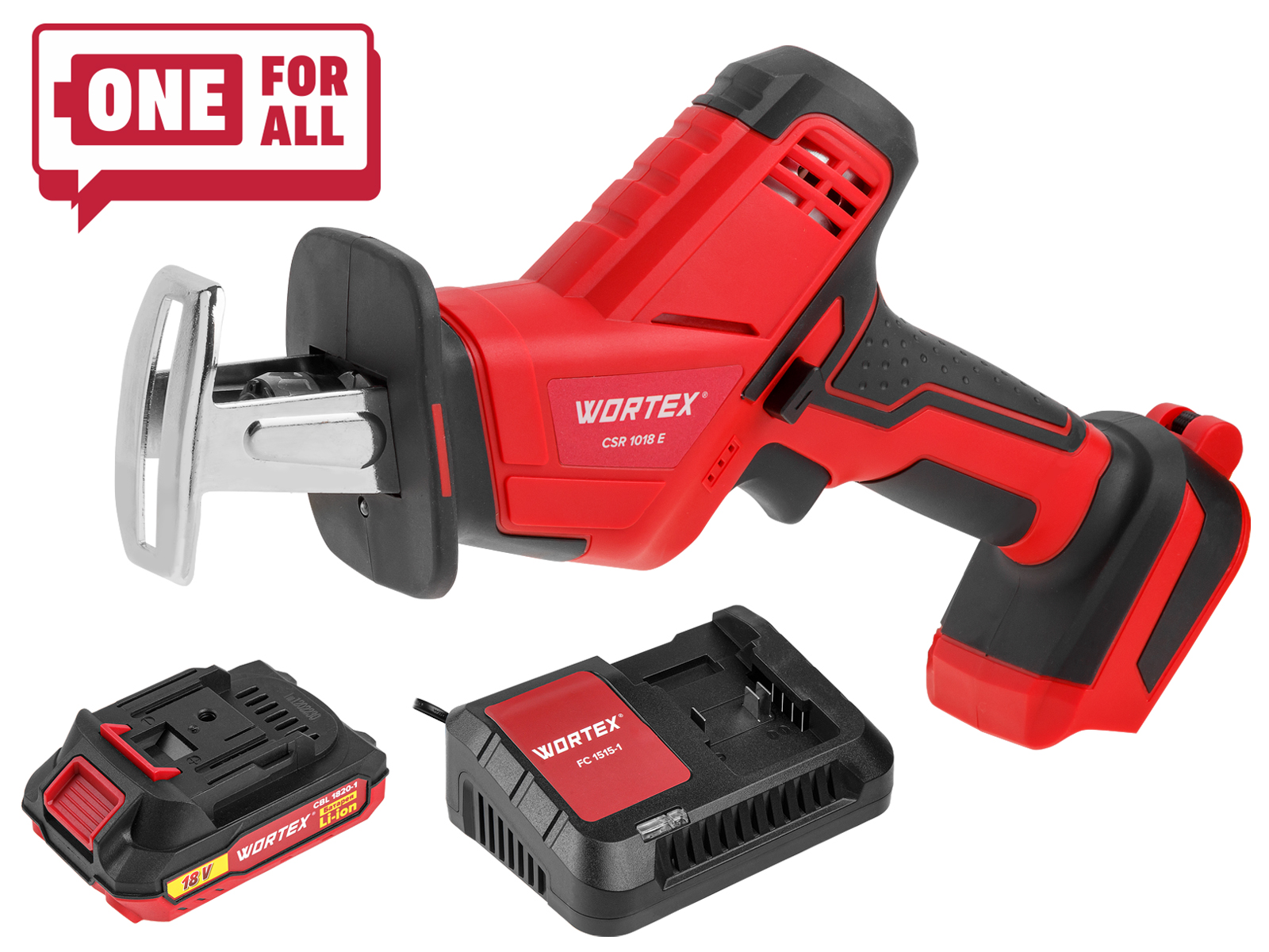 Аккум. сабельная пила WORTEX CSR 1018 E в чем. ALL1 XLT SET 18В, 1 акк., 2 Ач, дер. 100 мм