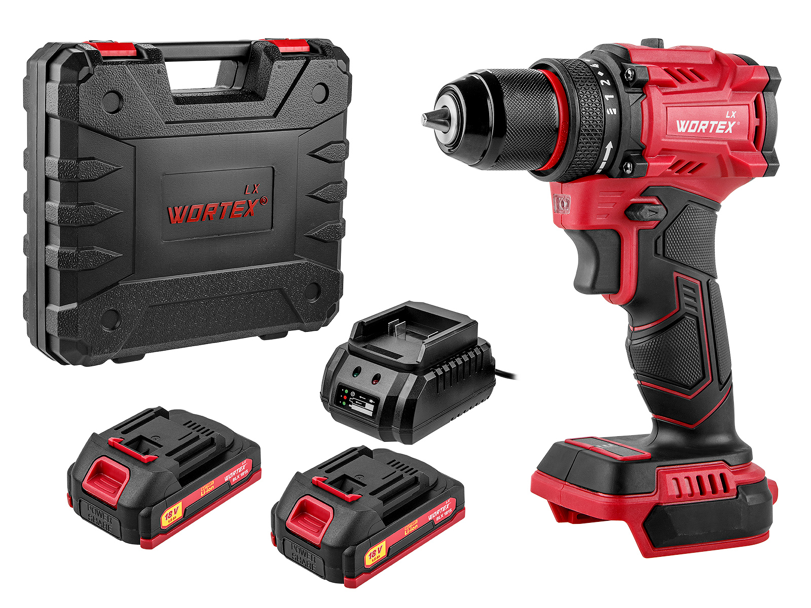 Аккум. дрель-шуруповерт WORTEX LX BD 1815-1 Li  ALL1 XLT 18В, 45 Нм, 2*1.5 Ач, патрон 10 мм, бесщёт.