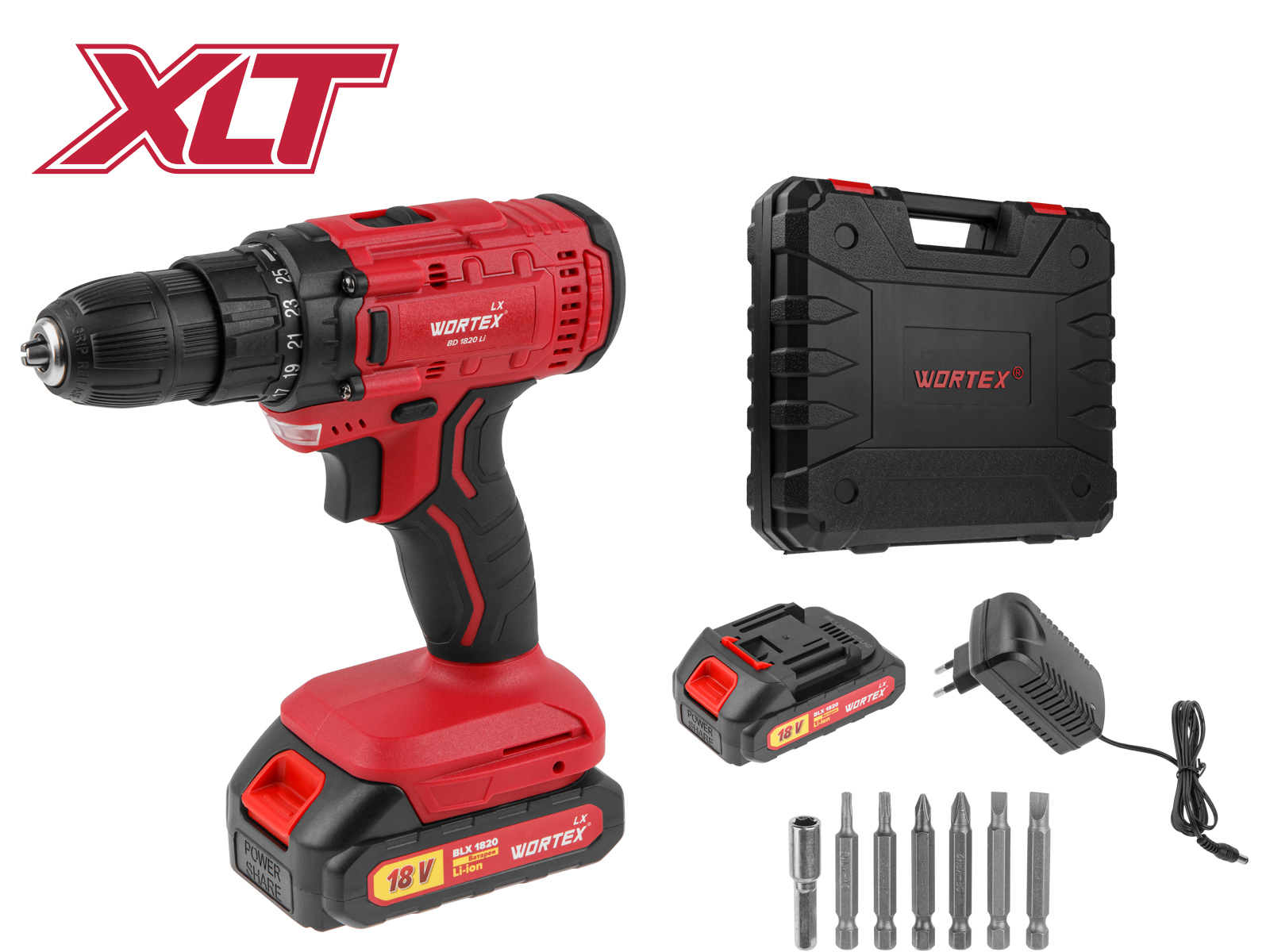 Аккум. дрель-шуруповерт WORTEX LX BD 1820 Li в чем. ALL1 XLT, 18 В, 30 Н*м, 2х2 А*ч, БЗП 10 мм