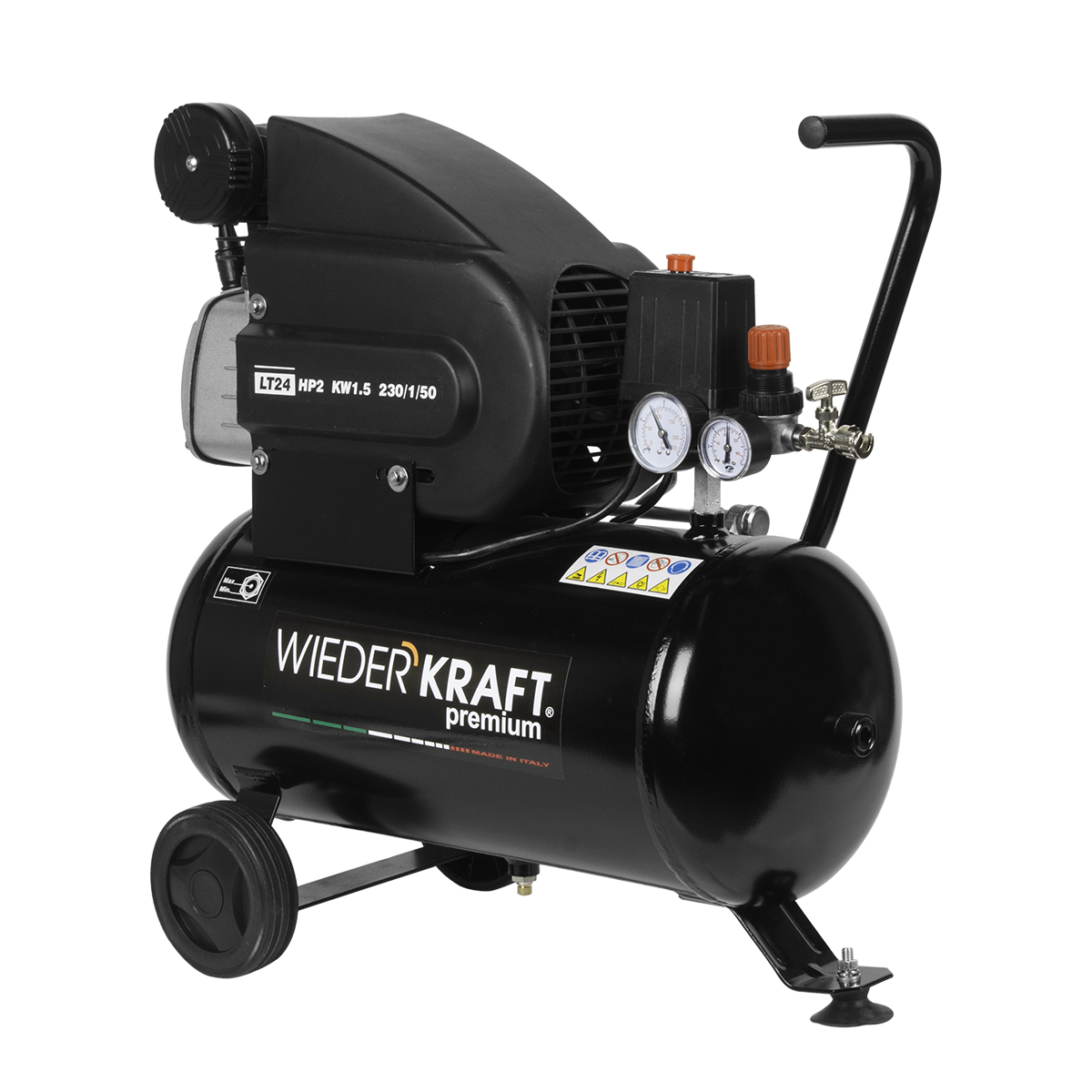 WDK-90225 Компрессор поршневой с прямым приводом 225 л/мин, 1.5 КВт, 220 В, ресивер 24 л